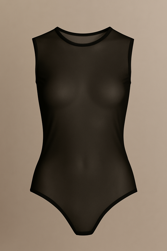 Bodysuit Smanicato Tulle Vigneto - MAHR