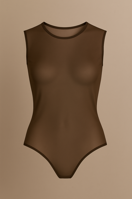 Bodysuit Smanicato Tulle Vigneto - MAHR