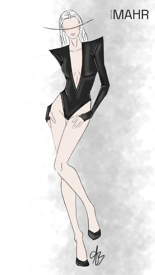 Bodysuit Grace Nero Glossy - MAHR