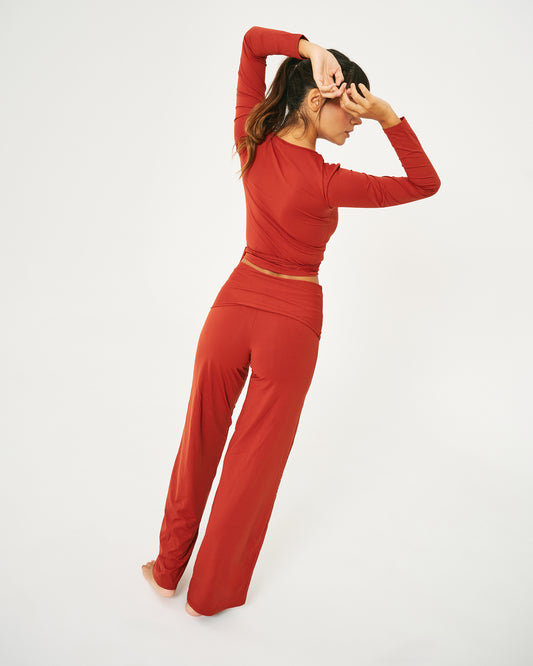 Panta Yoga sartoriale in Jersey col. Ruggine