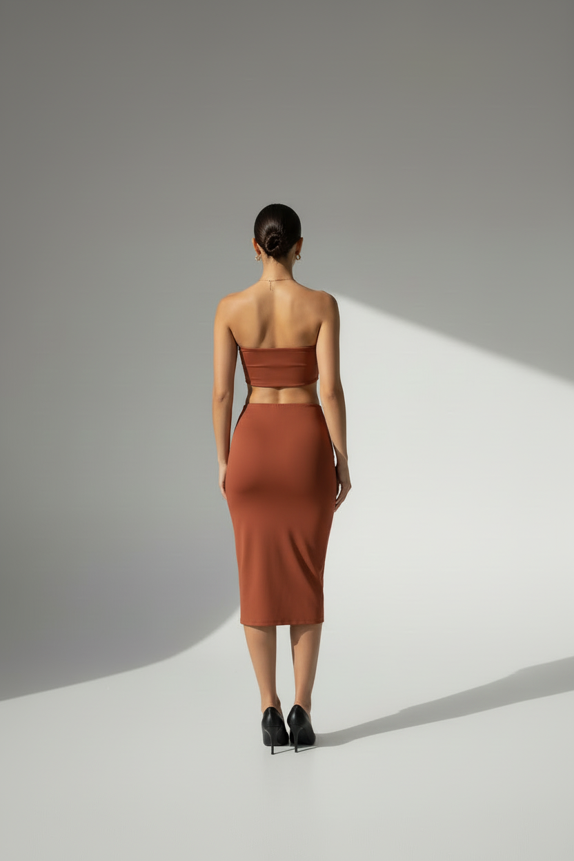 Gonna sartoriale Midi in Lycra col. Fox Matt