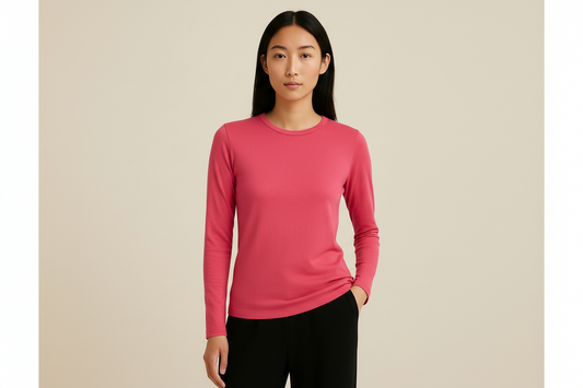 Maglia Manica Lunga sartoriale  in Jersey col. Begonia