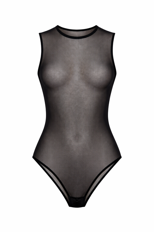 Body sartoriale Smanicato in Tulle col. Nero