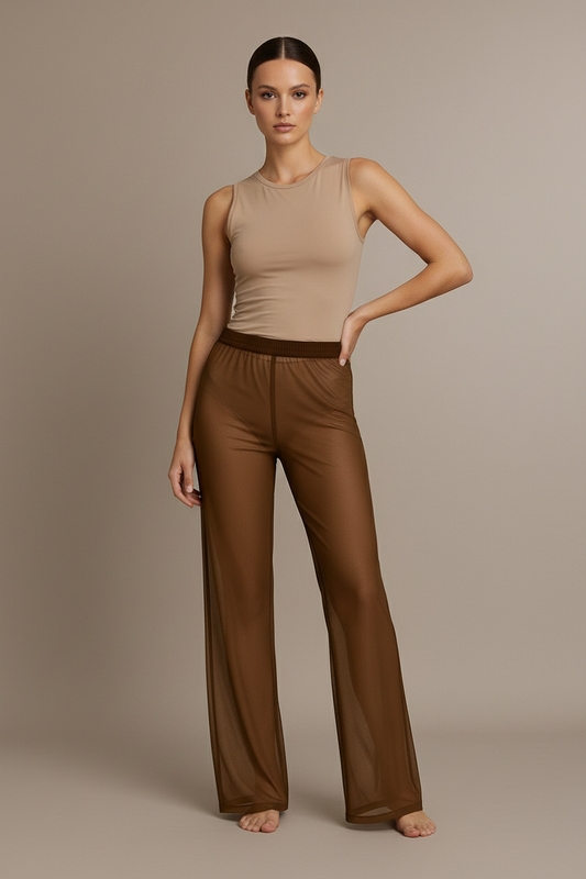 Panta sartoriale in Tulle col. Espresso