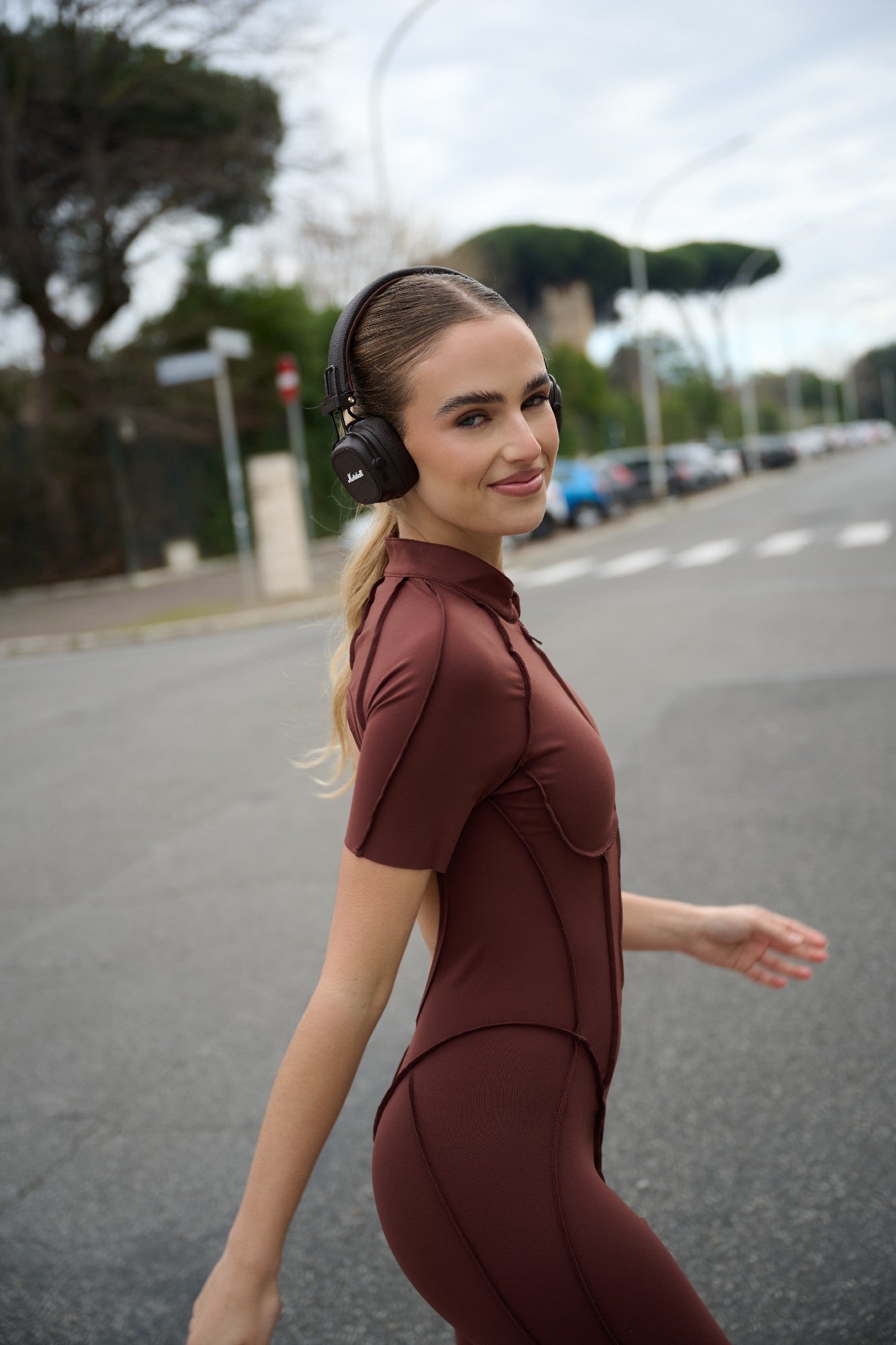 Sculpt Zip Suit Cioccolato