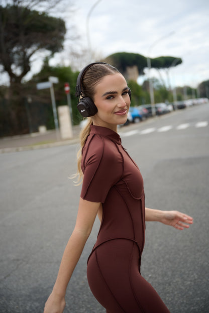 Sculpt Zip Suit Cioccolato