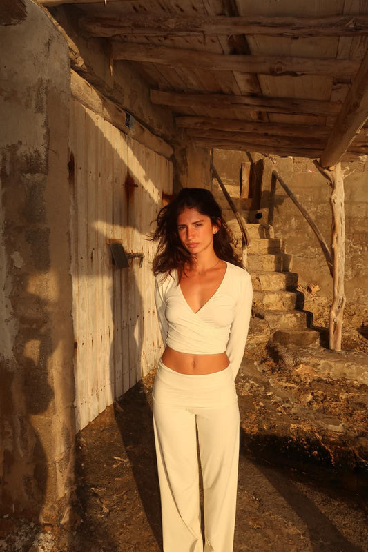 Panta Yoga sartoriale in Jersey col.Avorio