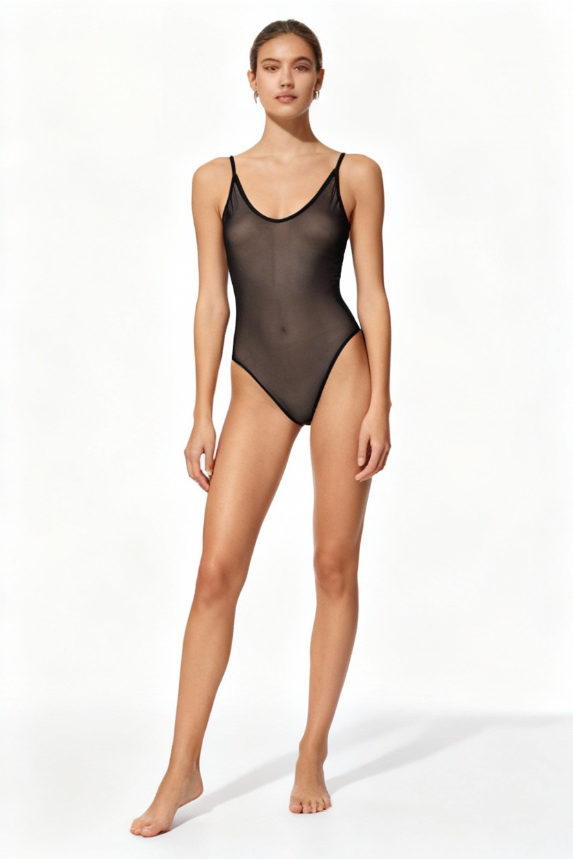 Body Carla sartoriale in Tulle col. Nero Glossy