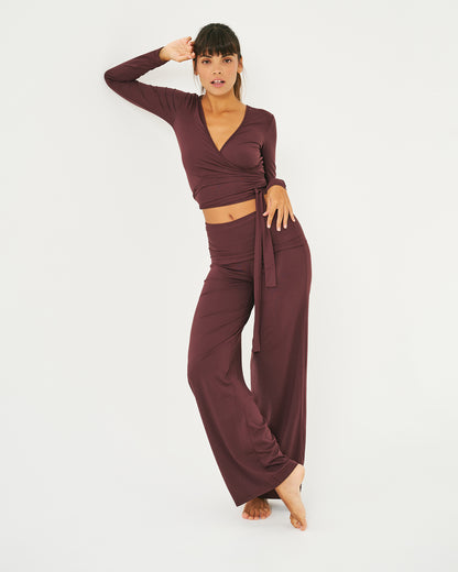 Panta Yoga sartoriale in Jersey col. Vino