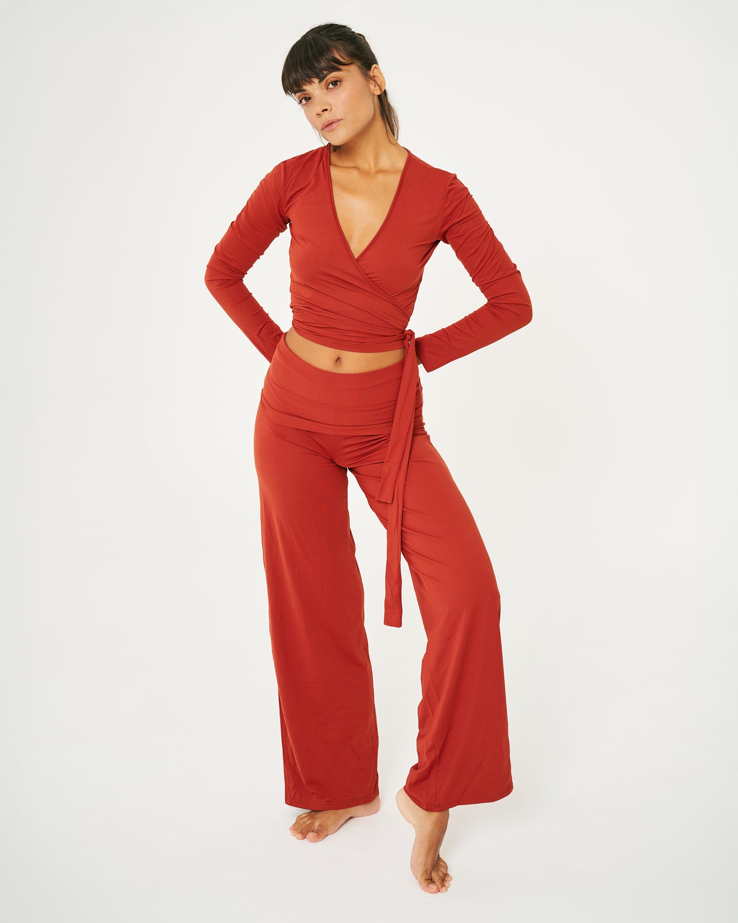 Panta Yoga sartoriale in Jersey col. Ruggine