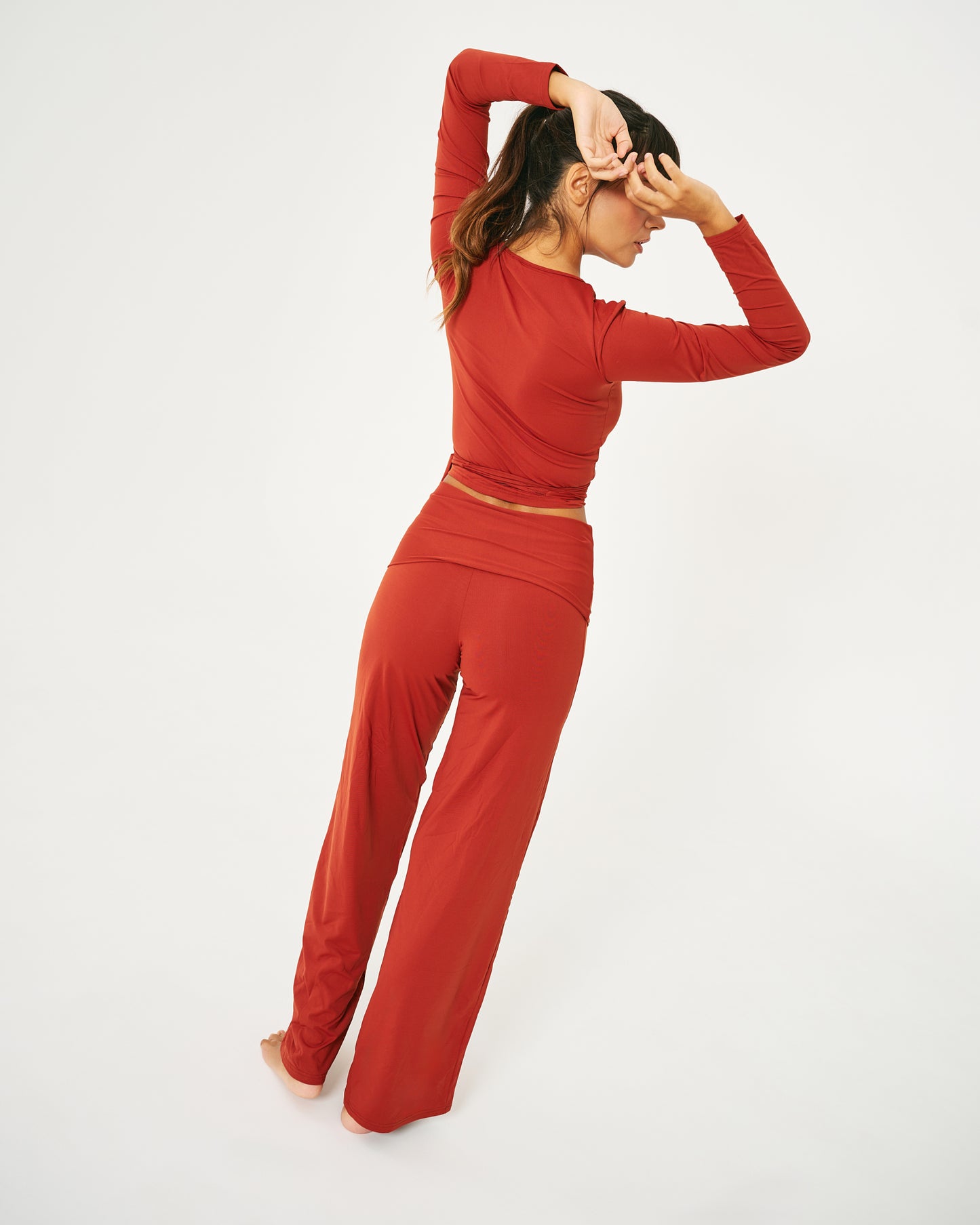 Panta Yoga sartoriale in Jersey col. Ruggine