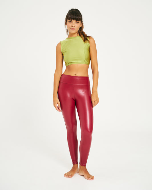 Legging effetto Pelle Rosso