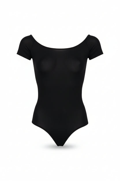 Bodysuit Manica Corta Tulle Nero - MAHR