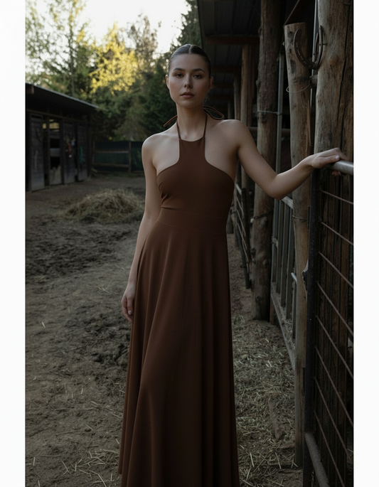 Gonna Ampia Sartoriale col. Espresso Matt