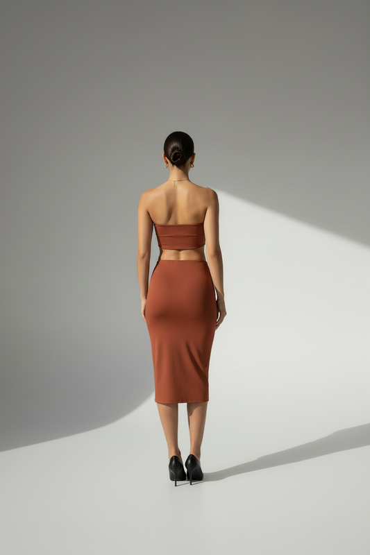 Gonna sartoriale Midi in Lycra col. Fox Matt