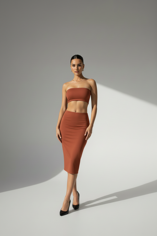 Gonna sartoriale Midi in Lycra col. Fox Matt